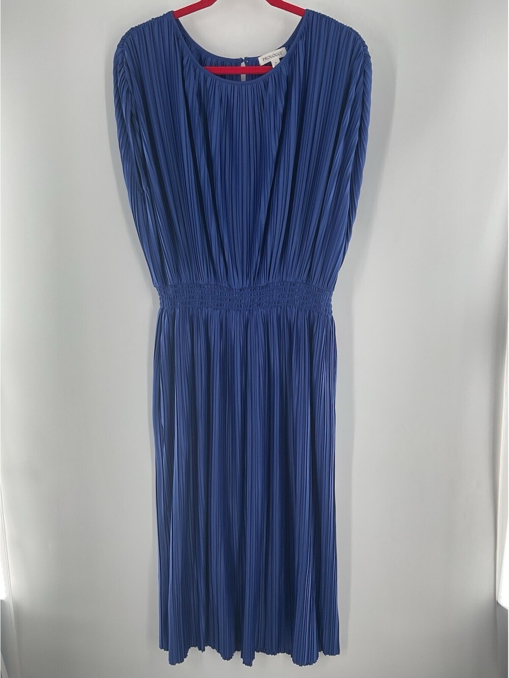Prologue Women’s Dress Size Medium Royal Blue Pleaded Short Sleeve Midi 138